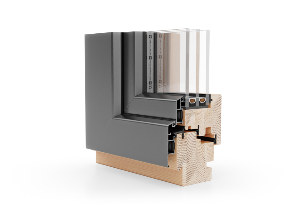 Naturo 80 ALU – Houten Raam met Aluminium Bekleding